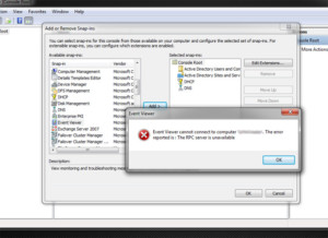 Event Viewer cannot connect to computer 'server'. The Error reported is: The RPC server is unavailable.