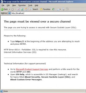 HTTP Error 403.4 - Forbidden: SSL is required to view this resource.