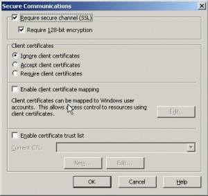 IIS Secure Communications Dialog Box