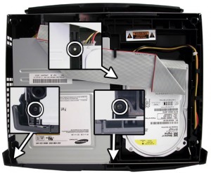 xbox dvd rom screws and cable routing